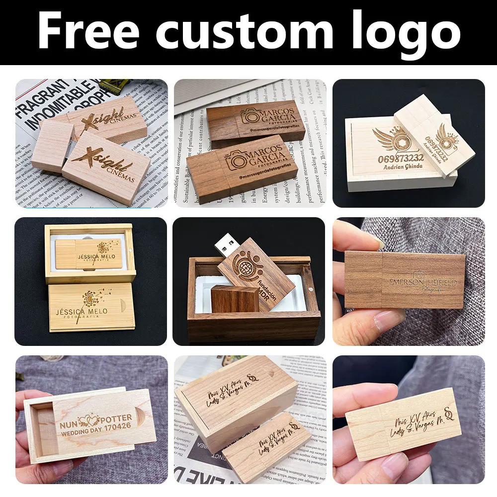 10pcs/lot Free Customize LOGO Wooden USB Pen Drive 4GB 8GB USB 2.0 Stick 16GB 32GB Flash Drive Exquisite Wood Photography Gift