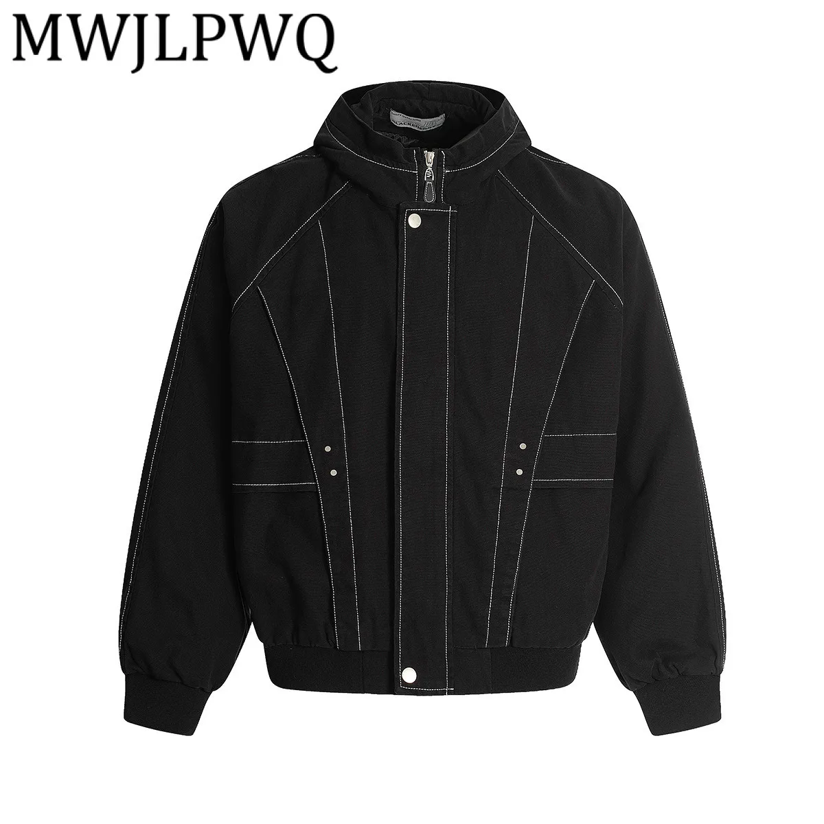 

MWJLPWQ Мужская куртка с капюшоном и функциональной структурой в стиле пэчворк, новое пальто в американском стиле, осень 2023, 21350