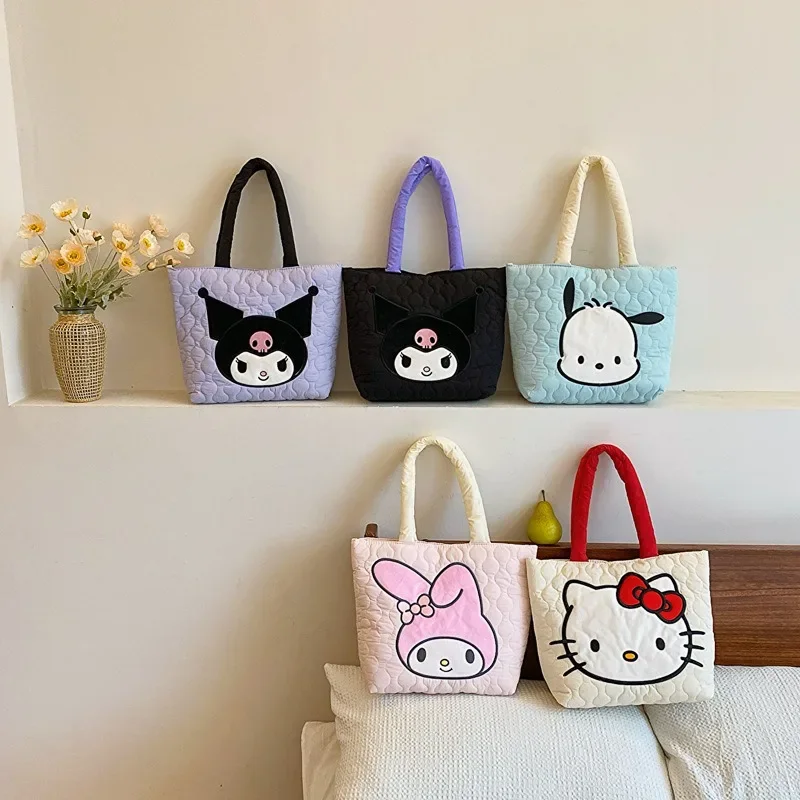 Hello Kitty Cosmetic Bag Melody Purses and Handbags for Women Sanrio Hand Wash Pouches Kuromi Tote Case Kawaii Mummy Boxes