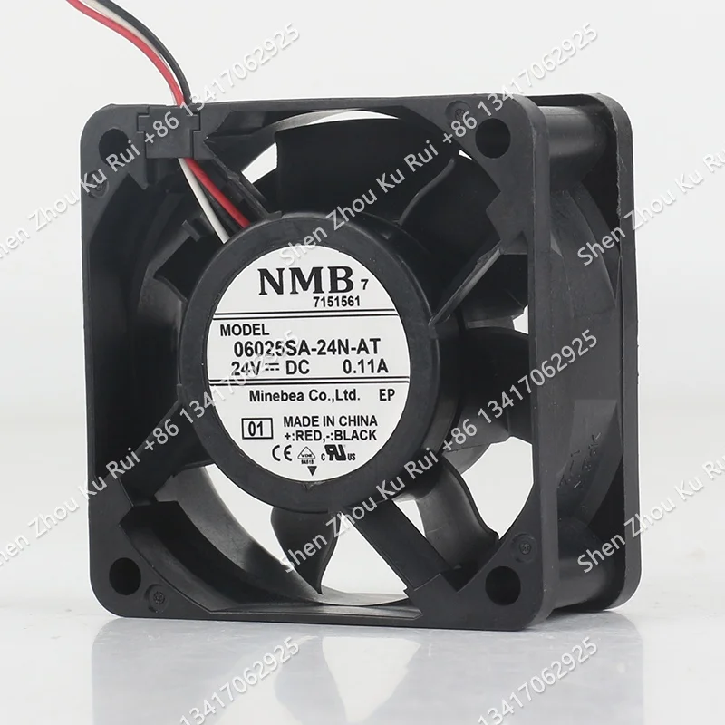 6CM device fan 06025SA-24N-AT DC 24V 0.11A AC EC three-wire original genuine NMB 60X60X25MM cooling fan
