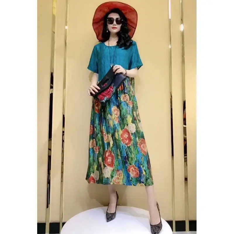 Foreign Trade Export Dress Clearance Processing Photo Dress Travel Summer Meat Cover Loose Slimming Skirt