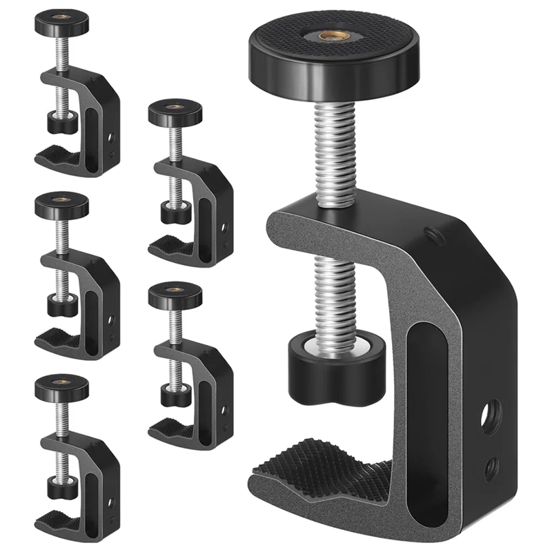 Ofertas A61Z abrazadera de soporte abrazadera de mesa abrazadera Universal C con orificio de rosca de aluminio de 1/4 pulgadas y 3/8 pulgadas