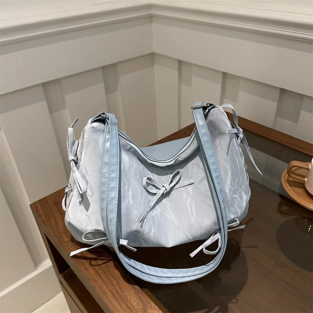 

PU Leather Bowknot Shoulder Bag Large Capacity Soft Women's Totes Handbags Trendy Korean Style Bowknot Crossbody Bag Female