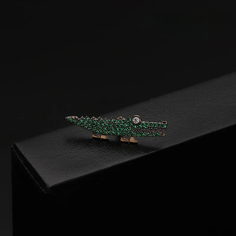 Men's Luxury Brooch Corsage Animal Series Green Crocodile Small Collar Pin Shirt Coat Suit Accessories Badge Jewelry Buckle 6051