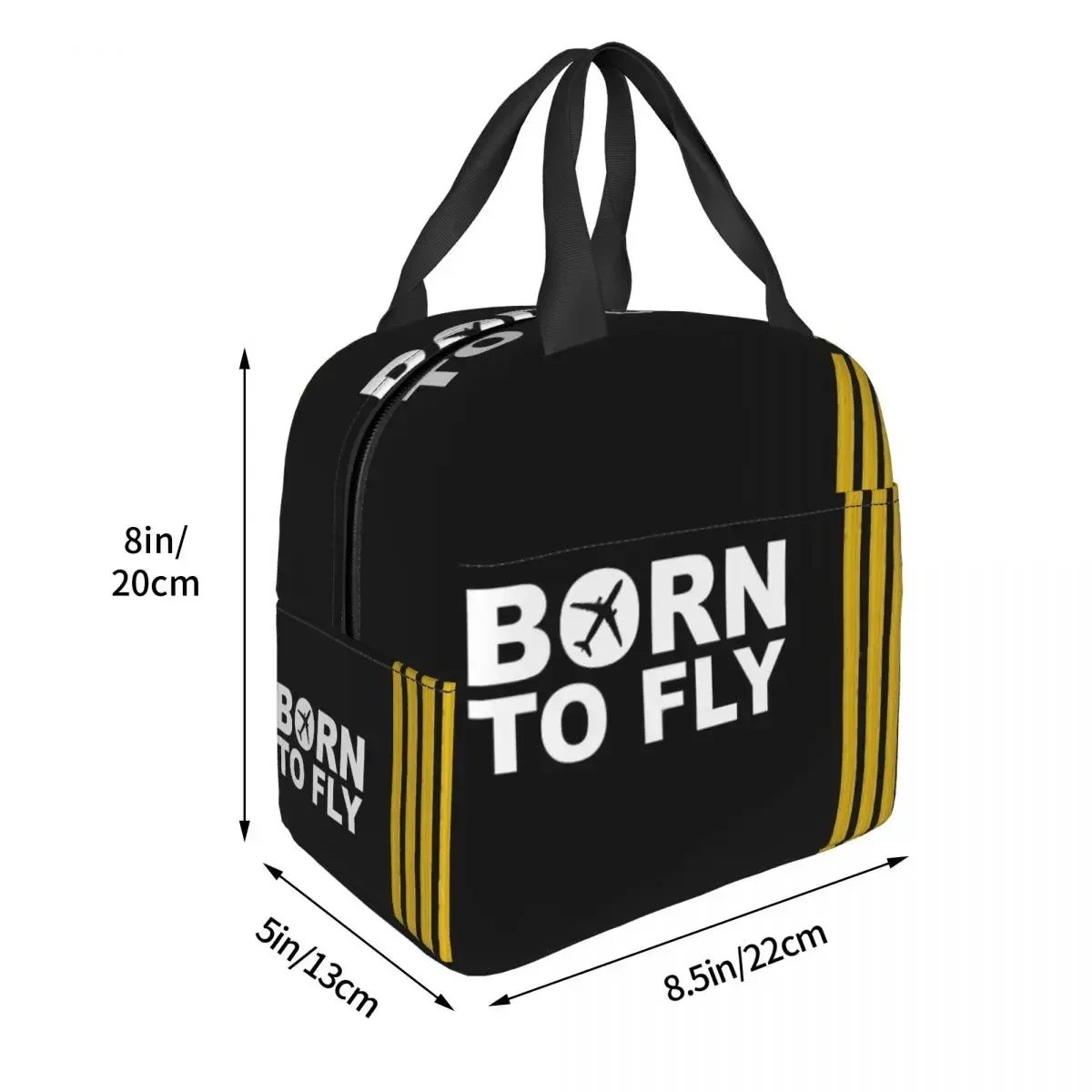 Born To Fly Captain Stripes Flight Pilot Lunch Boxes Multifunction Aviation Airplane Cooler Thermal Food Insulated Lunch Bag