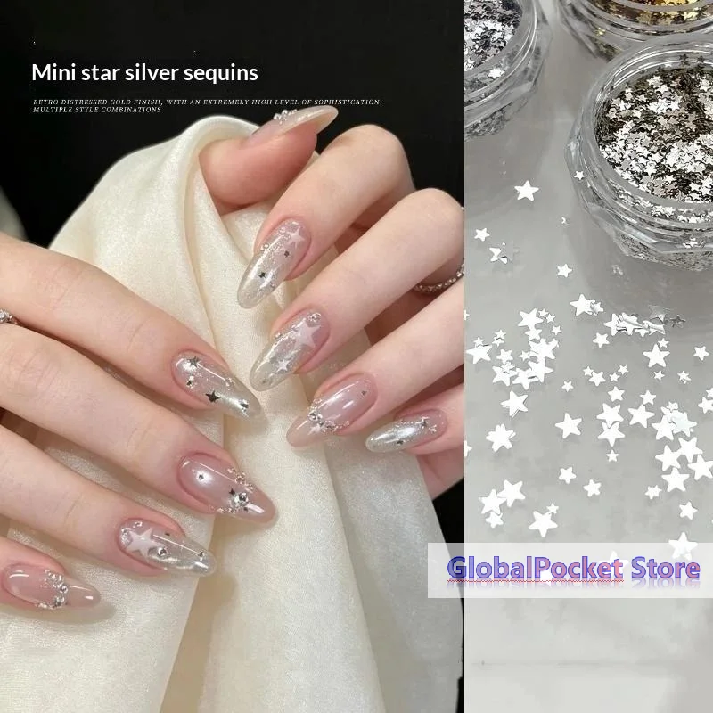 [TG823]1 Box Shiny Mini 1mm Five-Pointed Star Nail Accessories Handmade Wearable Nail Materials Decoration
