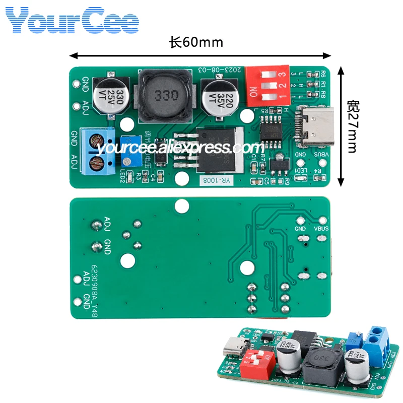 2pcs/1pc PD/QC Trigger Board Decoy Board Module Fast Charger Adjustable Voltage High Speed Charging Power Delivery Boost