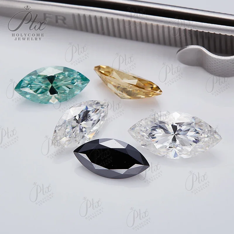 

New Moissanite Diamond Marquise Shape Multicolor D Champagne Gemstones Beads DIY Jewelry Making Rings Necklaces Materials Charms