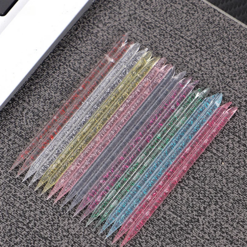 50/100pcs Reusable Double-Ended Cuticle Pusher – Crystal Nail Art Tool for Manicure & Pedicure