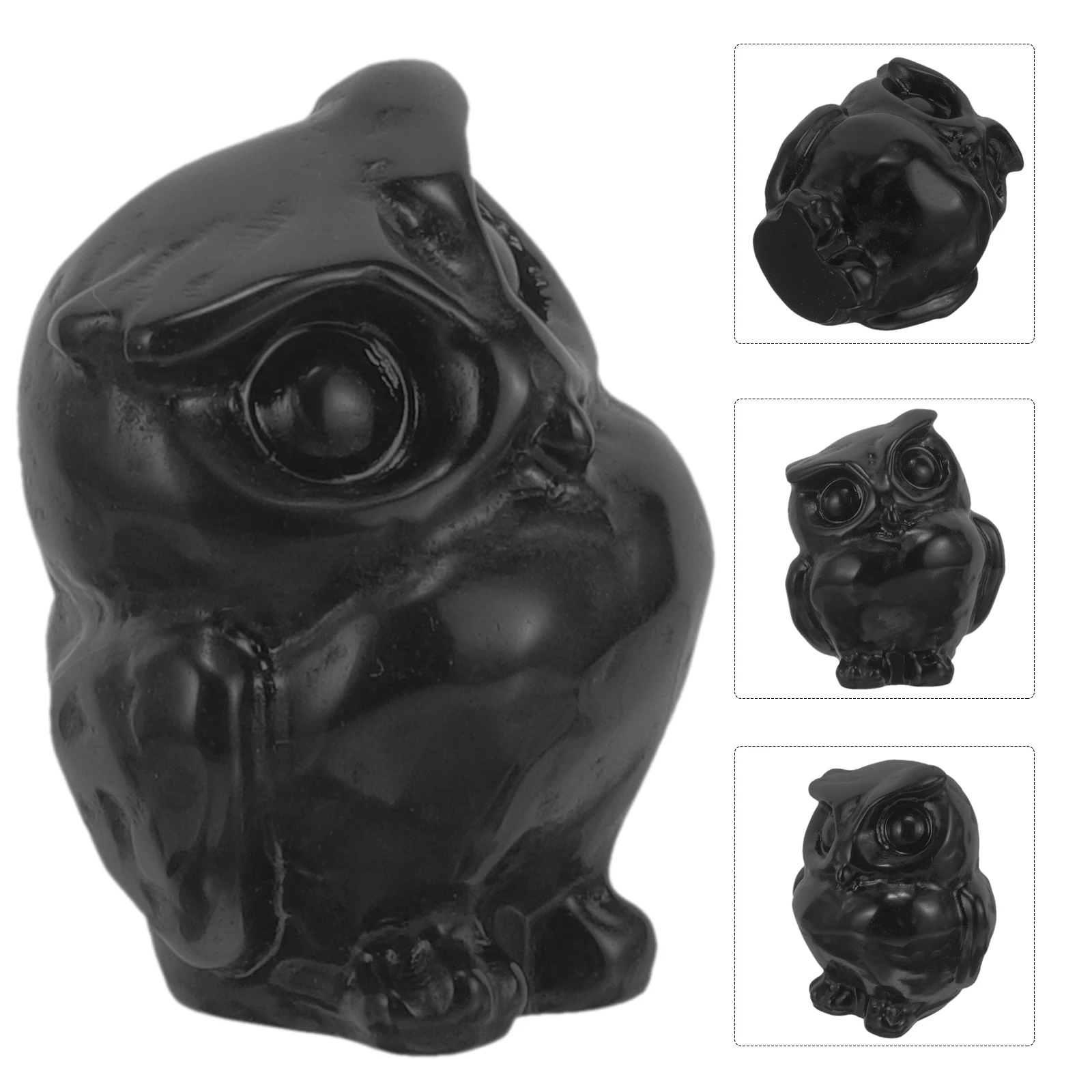 

Natural Crystal Obsidian Owl Desktop Decoration Small Statues Lovely Animal Craft Wedding Bedroom Office Decor Gift For Family