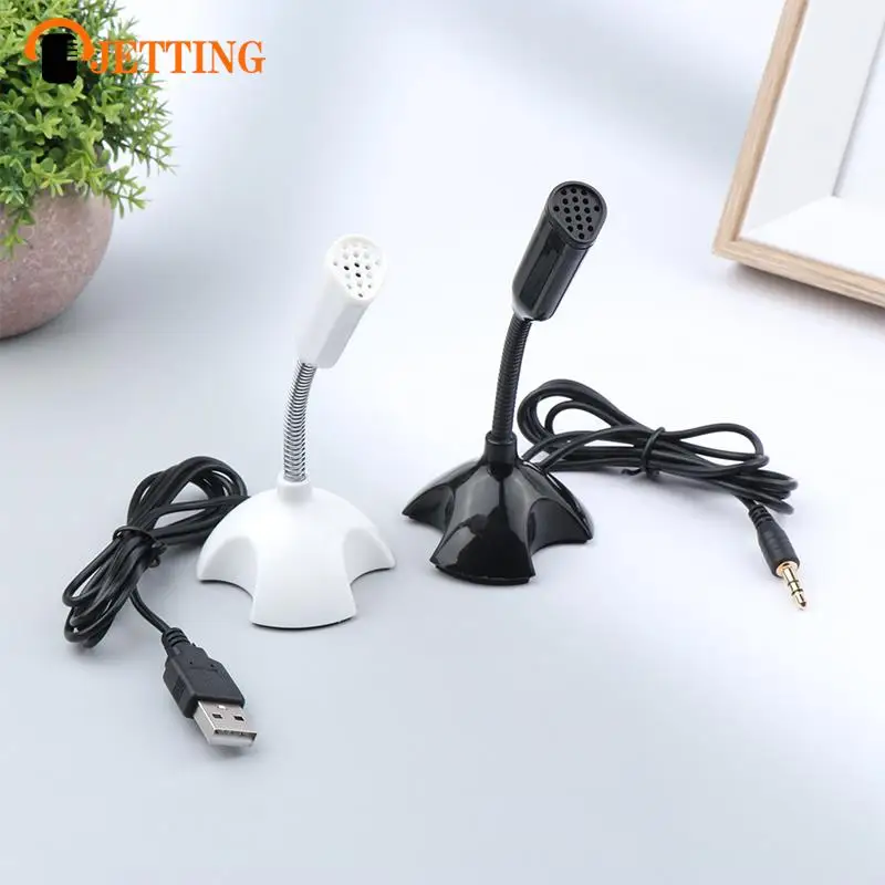 3.5mm Laptop Microphone USB Desktop Stand Mic With Holder For Studio Speech Singing Gaming Streaming