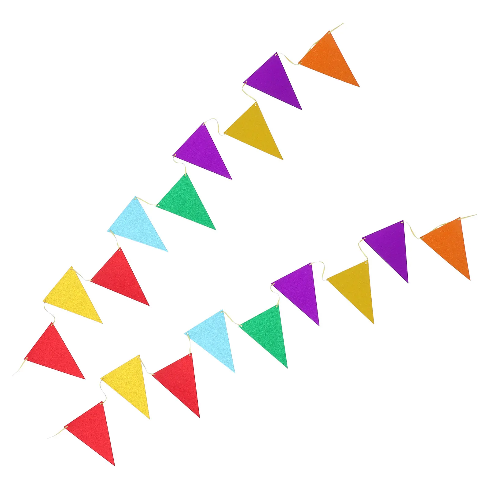 

2 set 2 Sets Glitter Triangle Banner Flags Colorful Pennant Bunting For Birthday Wedding Party Decoration Reusable Paper Garland