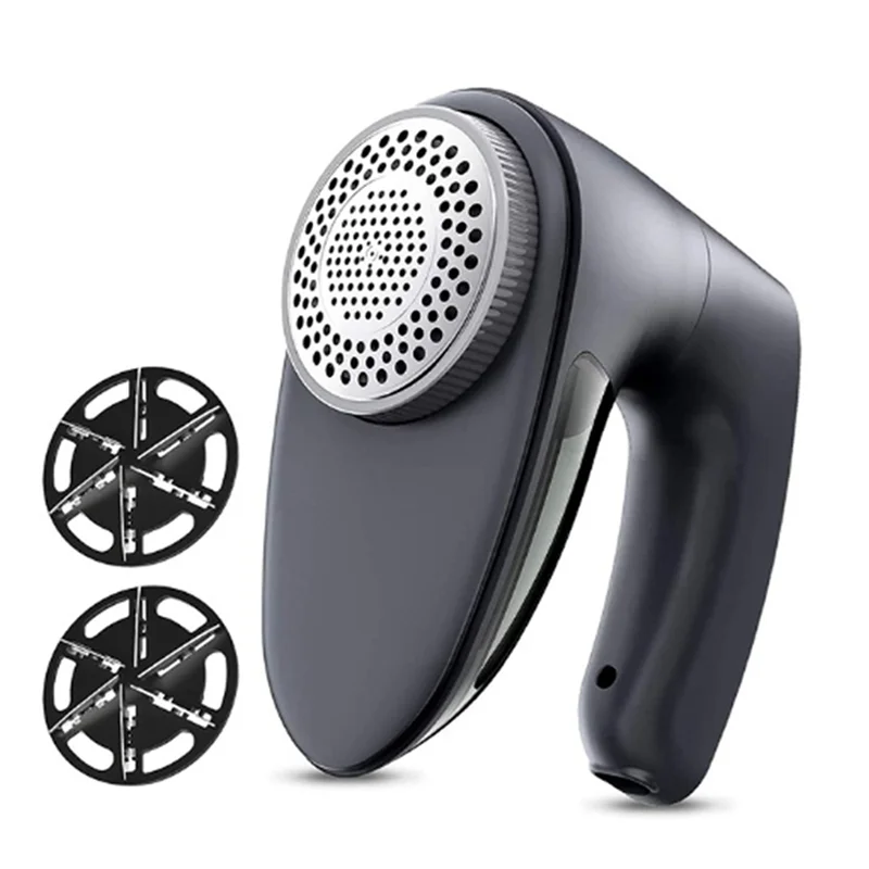 Electric Lint Remover with 6-Leaf Blades Quickly Remove USB Fabric Shaver Sweater Shaver for Clothes Bedding Dark Grey