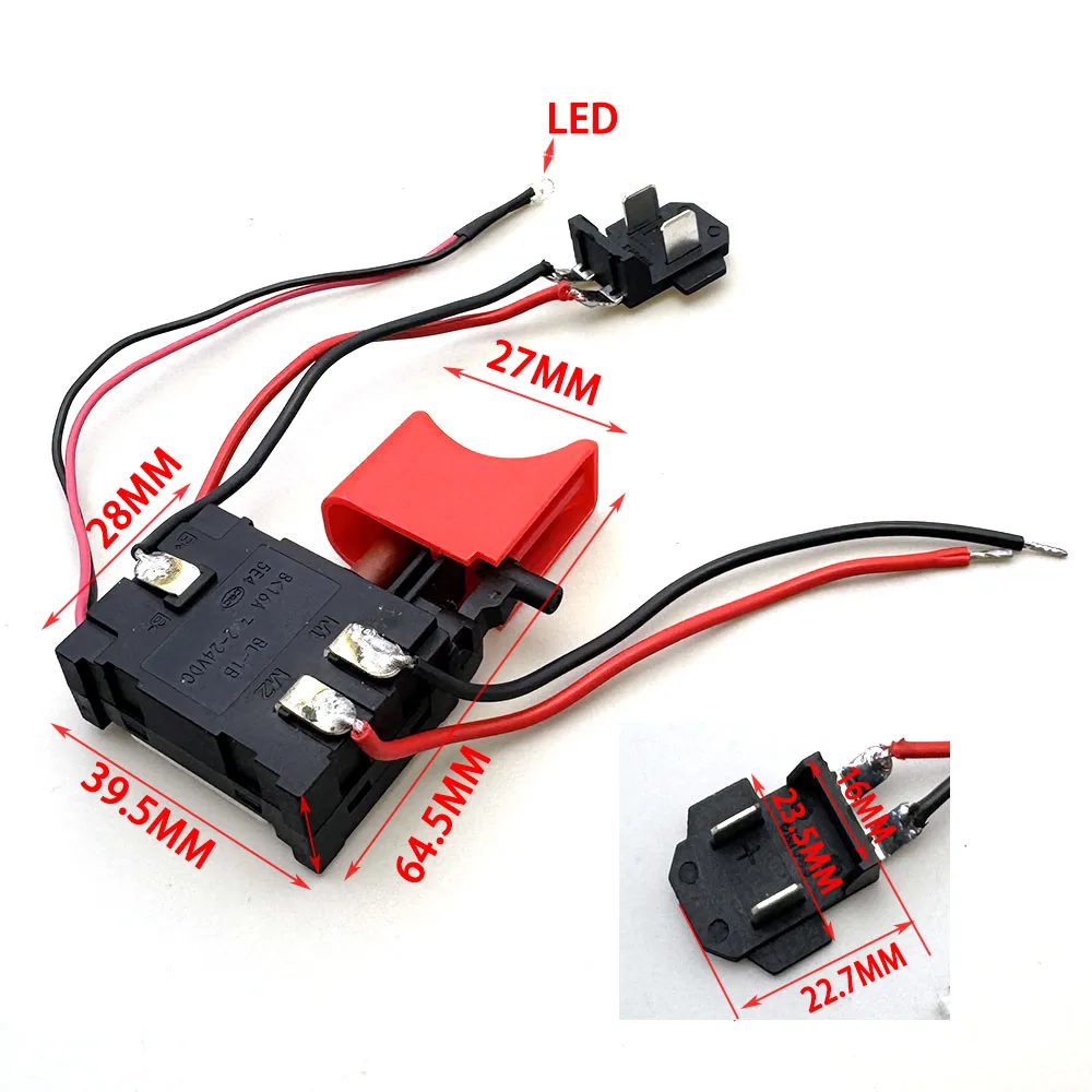 3pcs Lithium ion drill with wire speed control switch DC7.2-24V 8-16A hand drill forward and reverse control switch accessories