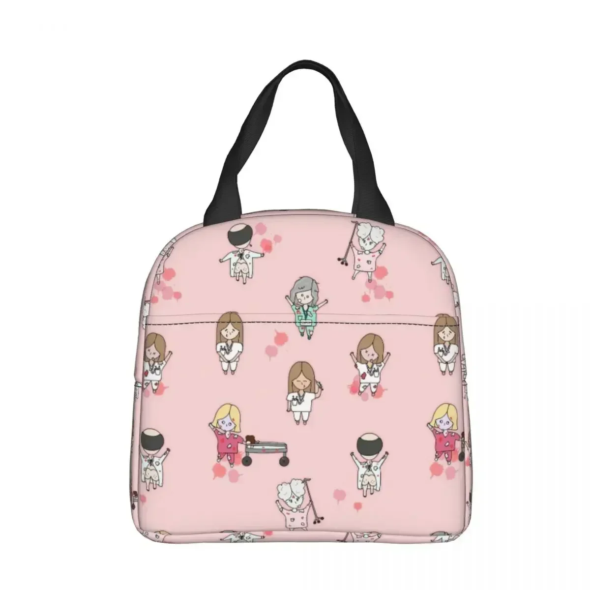 Cartoon Ladies Nurse Doctor Insulated Lunch Bags Thermal Bag Meal Container Enfermera En Apuros Tote Lunch Box for Men Women