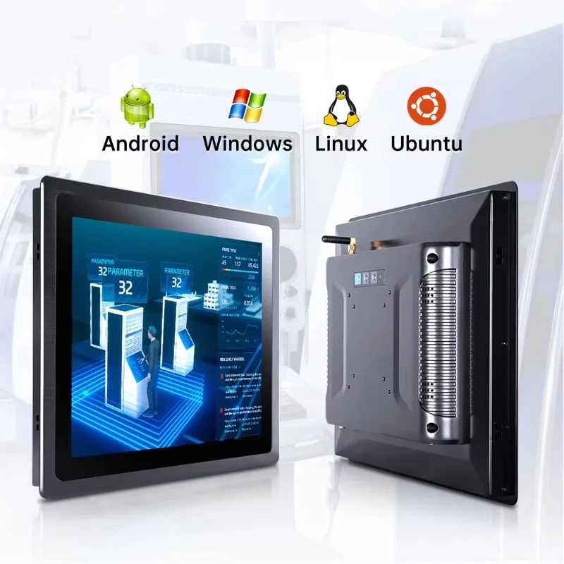 Aluminum IP65 Waterproof Panel Mount AIO PC 10.1 12 19 21.5 Inch Industrial Touch Panel PC With Corei3/i5/i7/N100/RK3288/RK3568