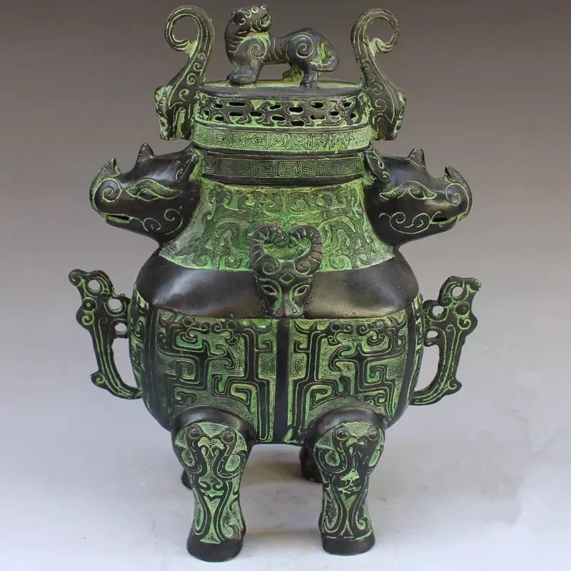 

Bronce chino rinoceronte La bestia cabeza quemador de incienso estatua