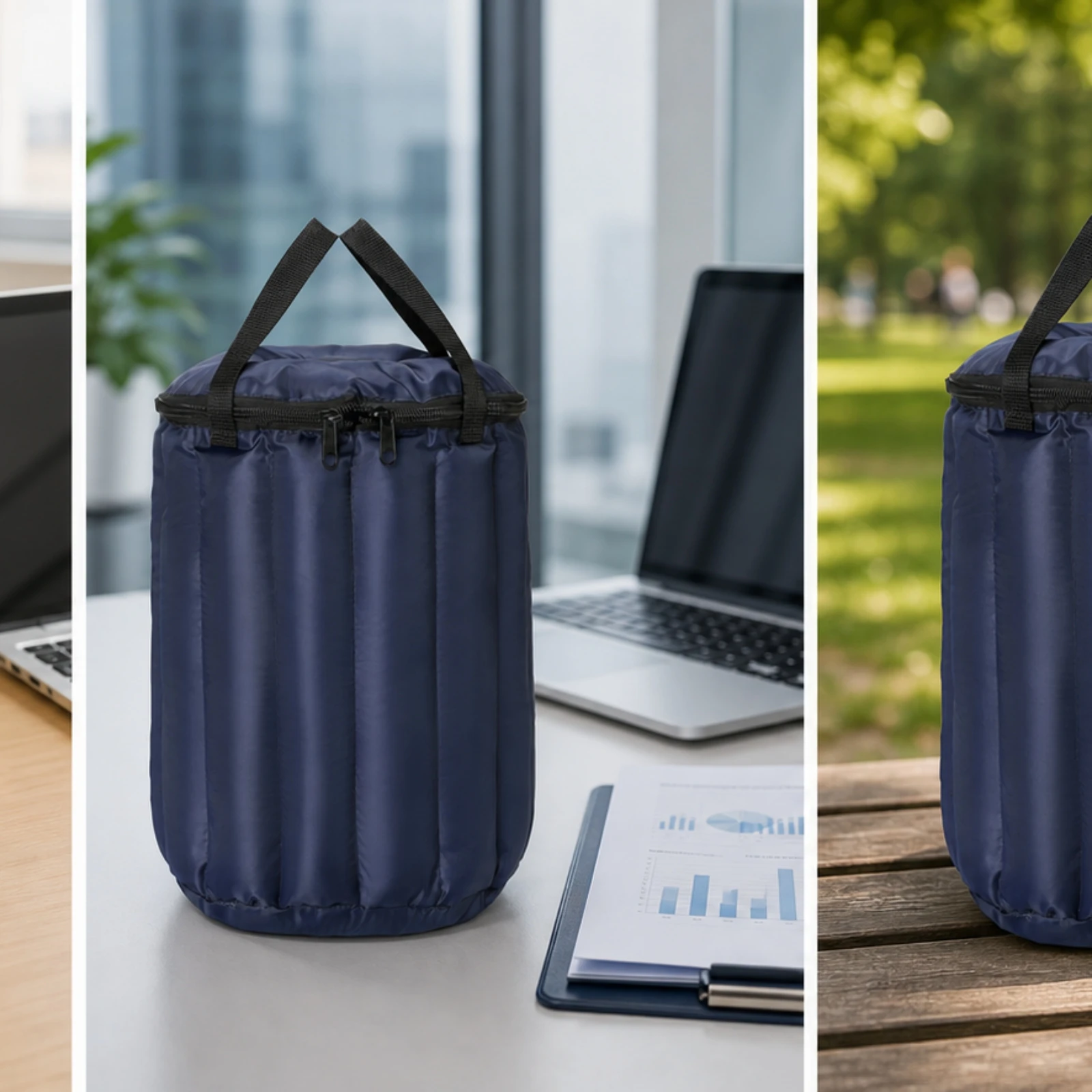 Insulated Lunch Bag Cylindrical Lunch Bag with Handles Portable Easy to Clean for Office Workers, School, Travel