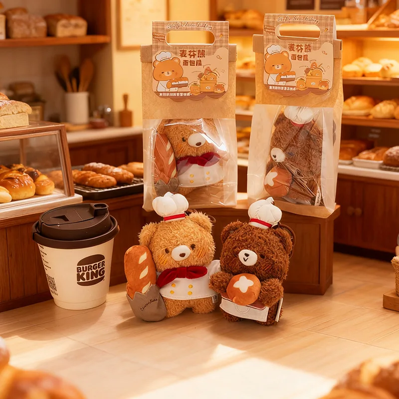 かわいいパンシェフのクマのぬいぐるみペンダント、マクフェンベアベーカリーシリーズ、クマのキーホルダー、車の装飾、スクールバッグ、バックパックの装飾、子供へのプレゼント