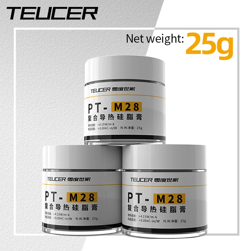 Teucer PT-M28 Processor Heat-dissipating Thermal Grease  PC Computer CPU GPU Compound Cooling  Paste 25g Bottled with Scraper