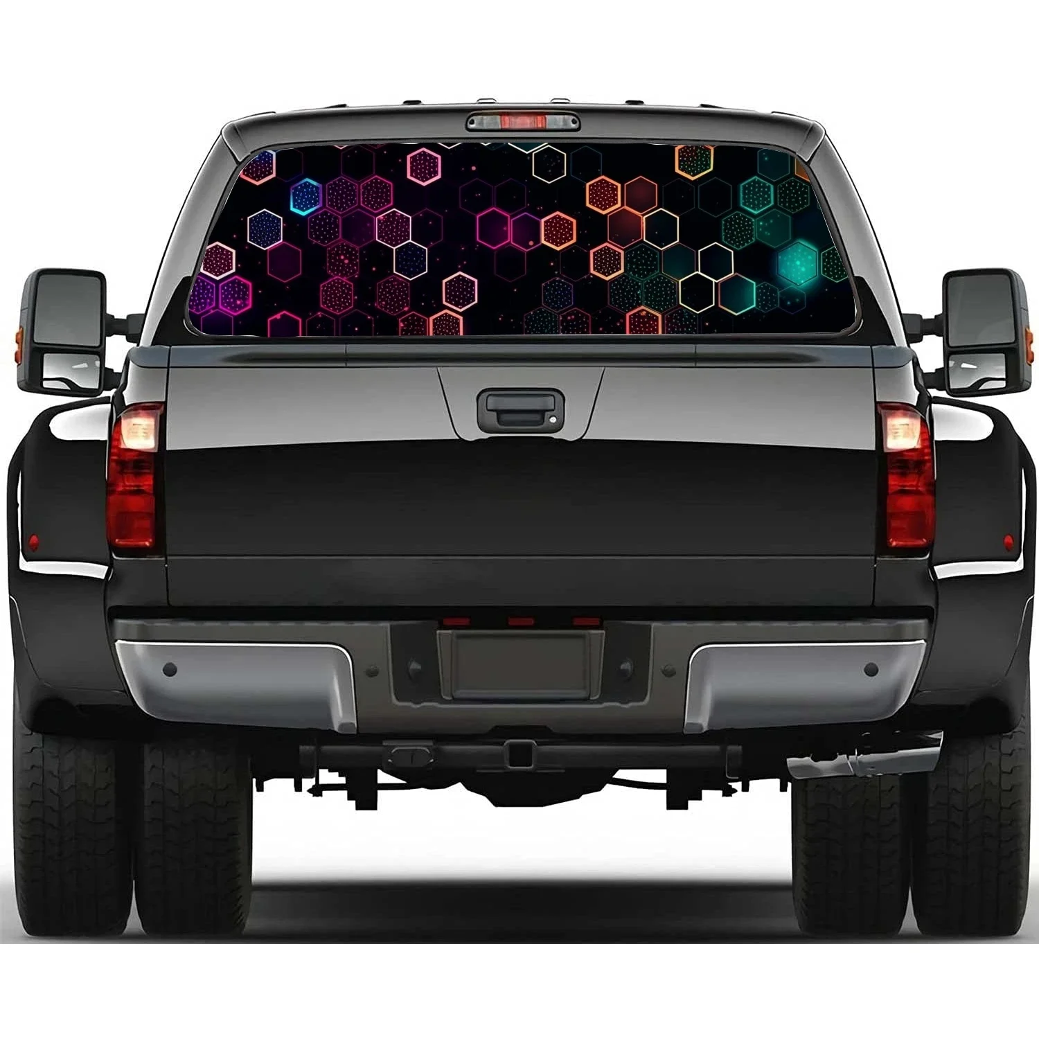 

Abstract Hexagon Shape Rear Window Decal Fit Pickup,Truck,Car Universal See Through Perforated Back Windows Vinyl Sticker