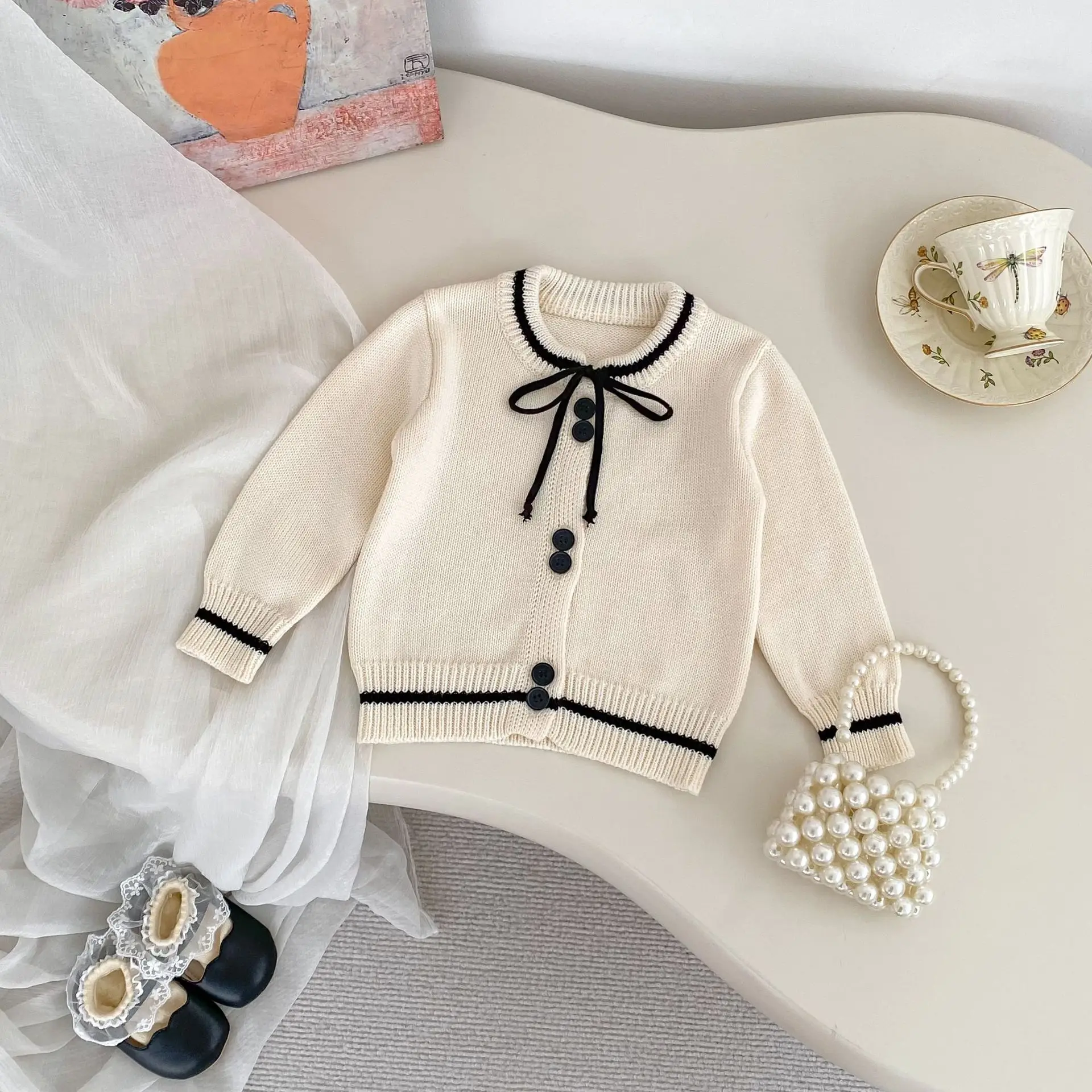 

2025 Autumn New Baby Long Sleeve Sweater Coat Cotton Girls Cute Versatile Knitted Cardigan Toddler Casual Jacket Kids Clothes