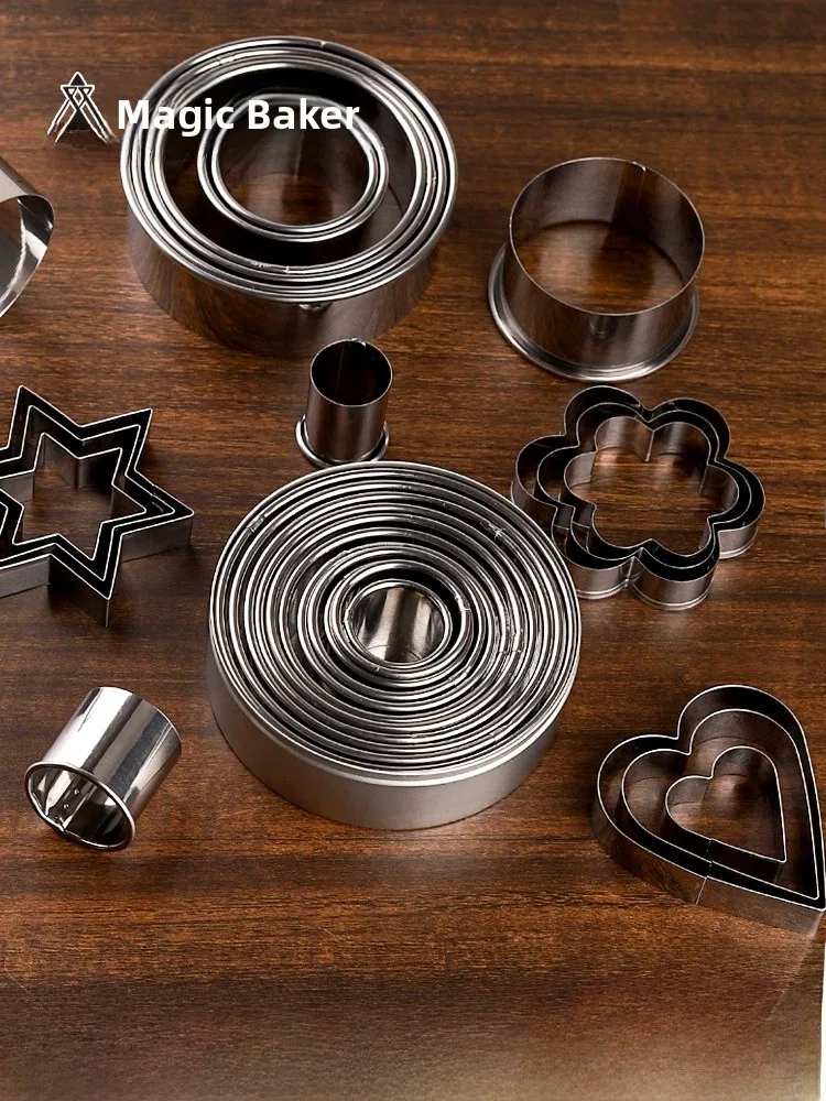 Thickened Stainless Steel round Mousse Ring Heart Shape Baking Tool Bobo Cup Tiramisu Mold Home Use Kitchen Cooking Utensils