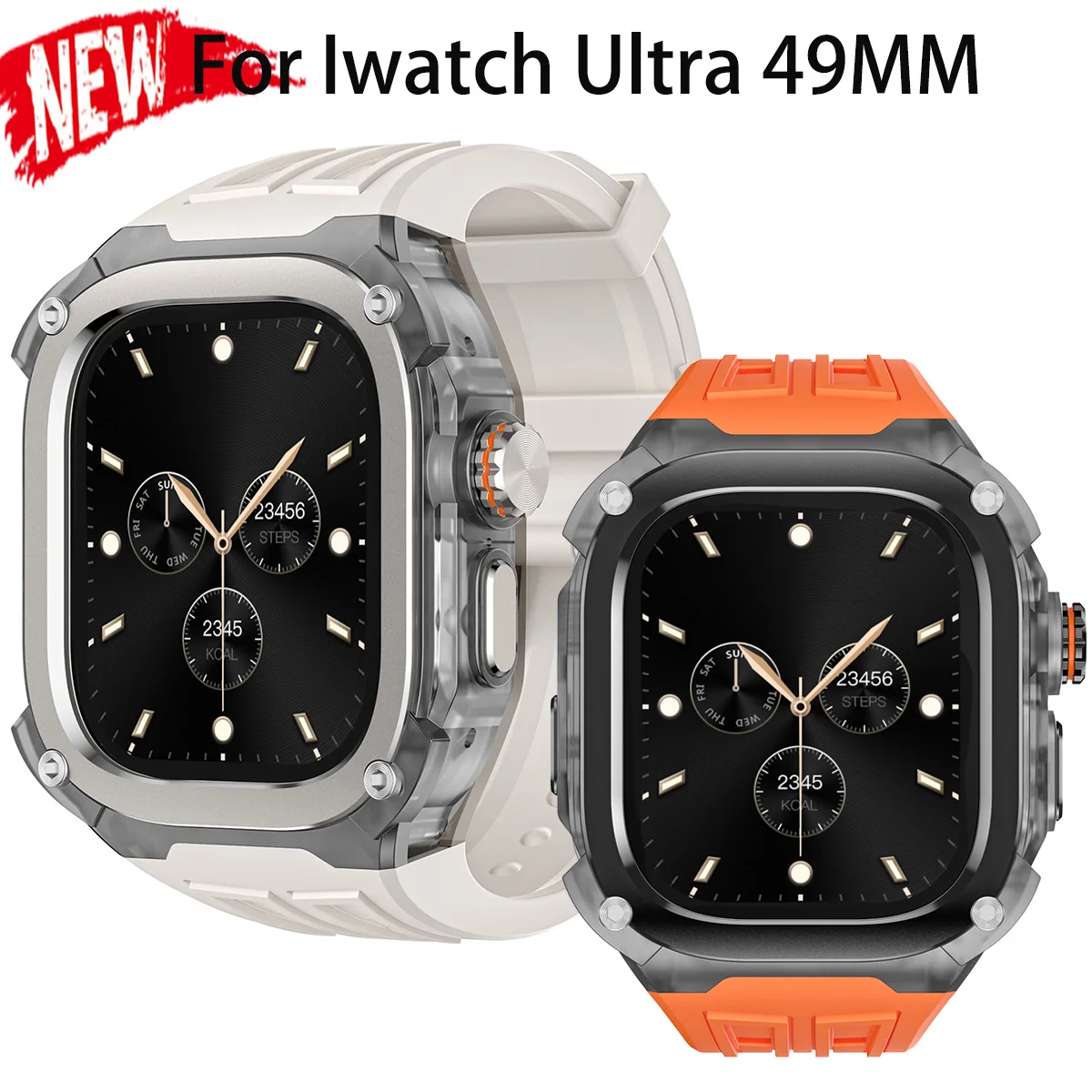Metal Protective Case & Silicone Strap For Apple Watch Ultra 1/2/3 49mm Men Luxury Watch Mod Kit IWatch Bumper Bracelet