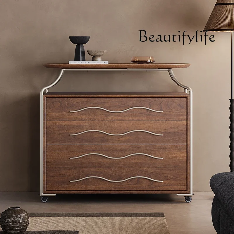 X40 Simple Medieval Style Living Room Solid Wood Four-chest Dining Room Simple Dining Side Cabinet Mobile Bedroom Chest