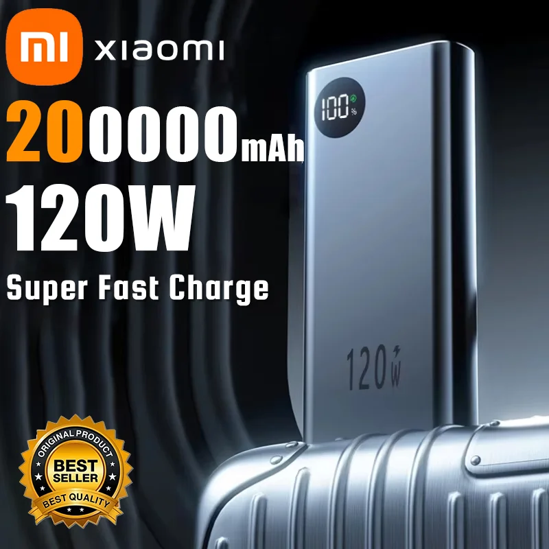 Xiaomi 120W 200000mAh Power Bank Super Fast Charging Battery High Capacity Digital Display Power Bank For Iphone Samsung Huawei