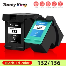 TONEY KING 132 136 Ink Cartridge Replacement For HP132 136 For HP Photosmart 2573 C3183 D5163 Officejet 6213 PSC 1513 Printers