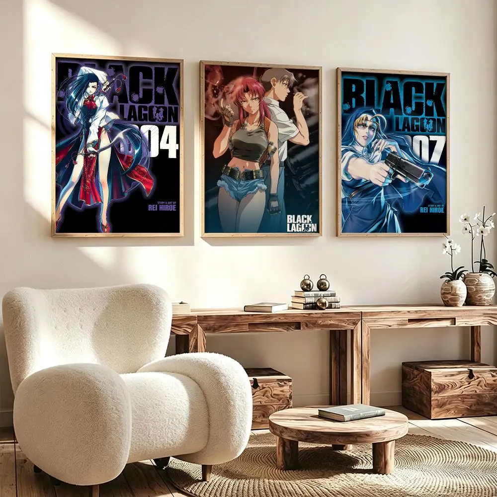 anime BLACK LAGOON Poster Poster HD Waterproof Self Adhesive Wall Art Print Decor for Bedroom Living Room Gift