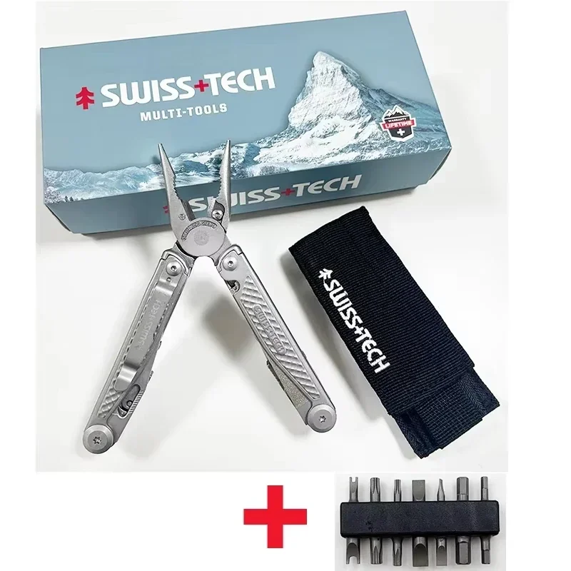 SWISS TECH 18-in-1 Multitool Tangen Opvouwbaar Multifunctioneel Combinatiegereedschap Zakmes Draagbaar EDC Buitenuitrusting