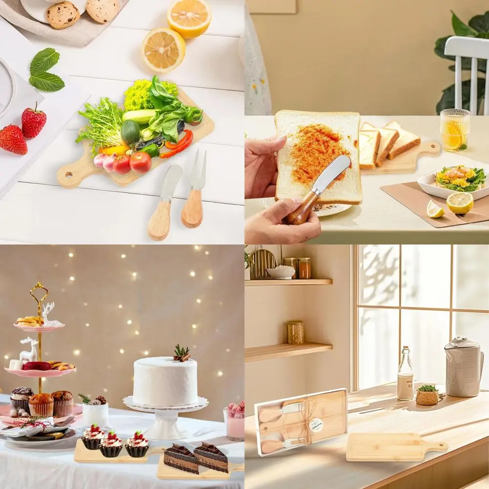 

12-Piece Bamboo Charcuterie Board Set for Bridal Shower, Wedding, and Party Favors with Thank You Tags