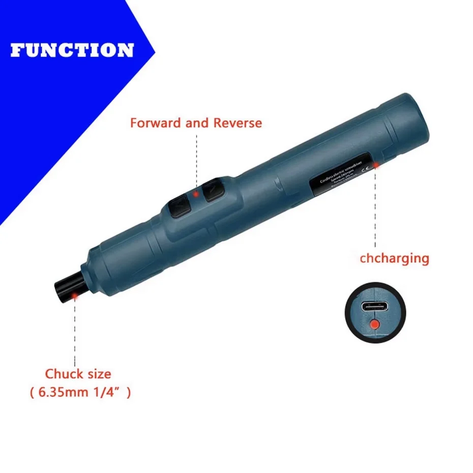 Mini Cordless Electric Screwdriver 3.6V Li-ion Adjustable Torque Portable Tool Kit Home DIY Electronics Repair Blue