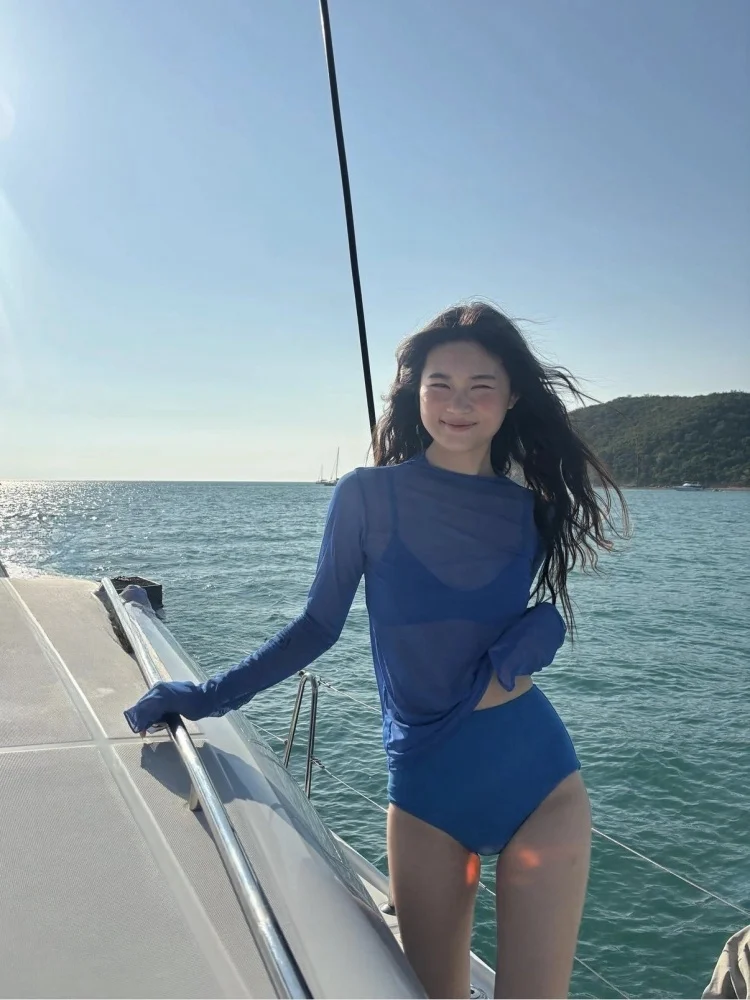 

Ретро-купальник с высокой талией и длинными рукавами, комплект из трех предметов: женский купальник Pure Desire белого цвета, улучшающий фигуру, для отпуска, с топом-танк топом