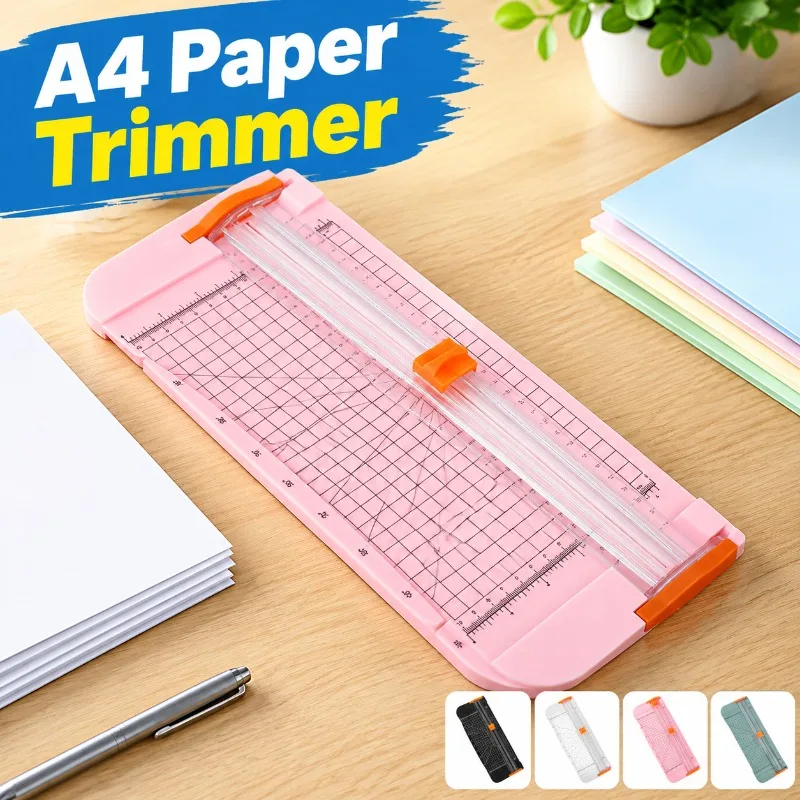 A4 Manual Paper Trimmer, Plastic Base Sliding Cutter, Portable Blade Slicer, Desktop Office Cutting Gadget, Precise Document