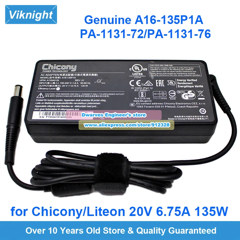

Новый оригинальный адаптер переменного тока A16-135P1A 20 В 6,75 А PA-1131-72/76 135 Вт для SD2400T DOCK430 THUNDERBOLT 3/4 SD4700P APACHE GE62 SD5000T