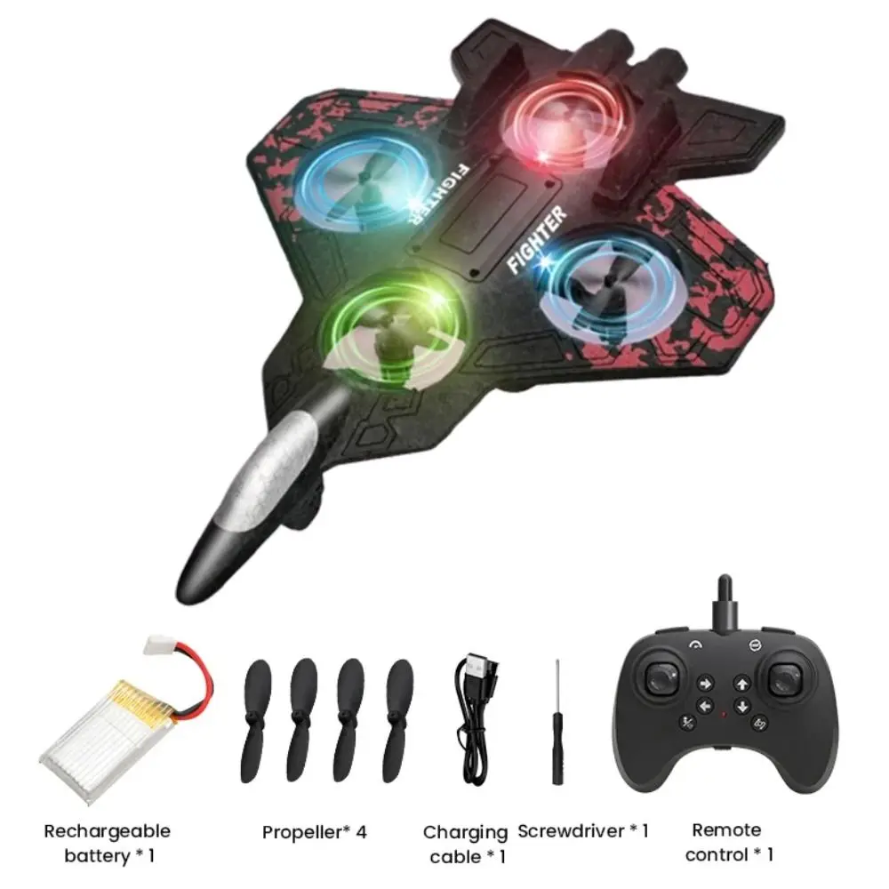 EPP Foam Remote Control Foam Fighter RC Drones Rechargeable Four Motor Helicopter Toy with Light Portable RC Hobby Jet Plane