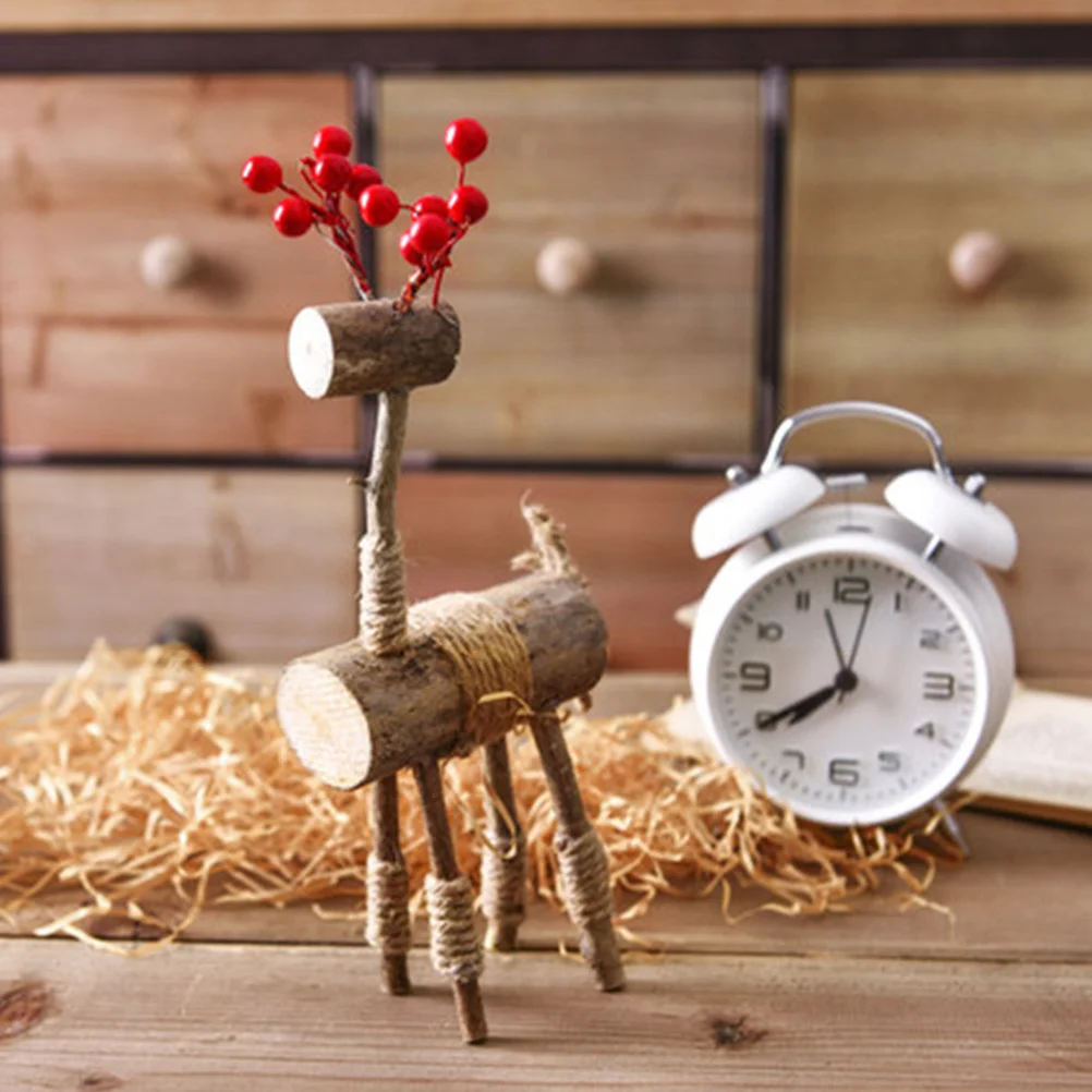 

Creative Christmas Deer Desktop Decor Wooden Handmade Craft Home Office Decoration Adorable Deer Ornament Desktop Ornament