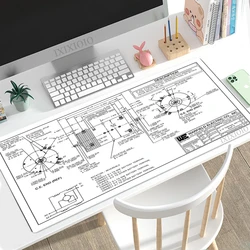 Mechanical Drawings Mouse Pad Gamer XL Custom Large HD Computer Mousepad XXL keyboard pad Carpet Soft Office Mouse Mats