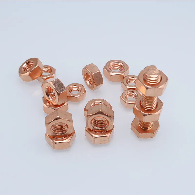 T2 Pure Copper Hexagon Nut Red Copper Nut Conductive Conduction Nut Washer Locking Screw Cap Pure Copper M3 M4 M5 M6 M8 M10-M20