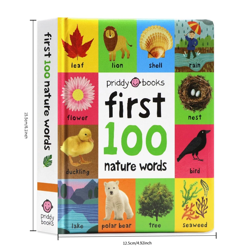 First 100 Nature Words Board Book, Visual Development ,  Vocabulary Building, Preschool Literacy Learning, Bedtime Reading Book