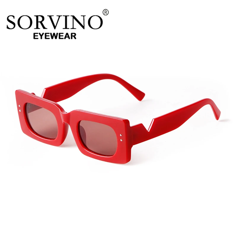 SORVINO Luxury Brand Small Rectangle Frame V-Shaped Sunglasses Women's Brand Designer Vintage Shades Female Green Eyewear UV400