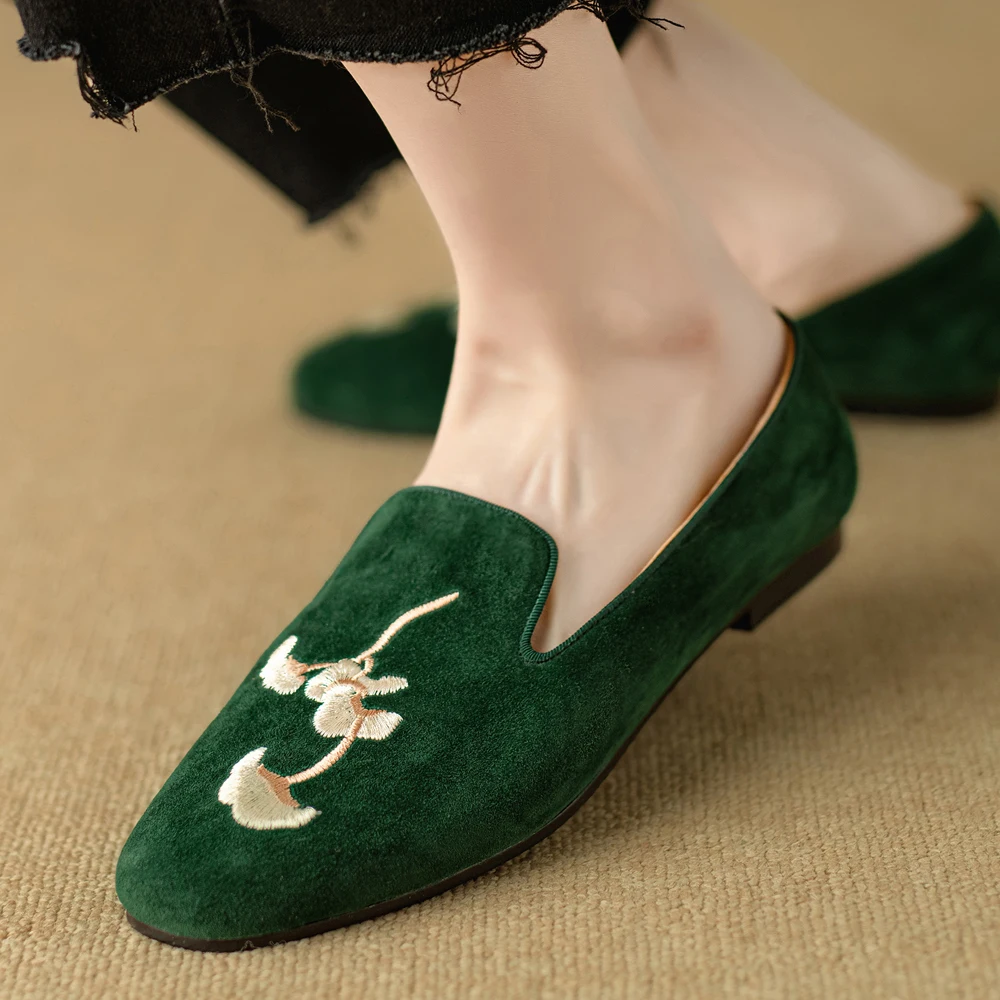 New Fashion Women Spring Summer Shoes Round Toes Loafers Woman Luxury Designer Casual Flats Ladie Low Heels Black Pink Green