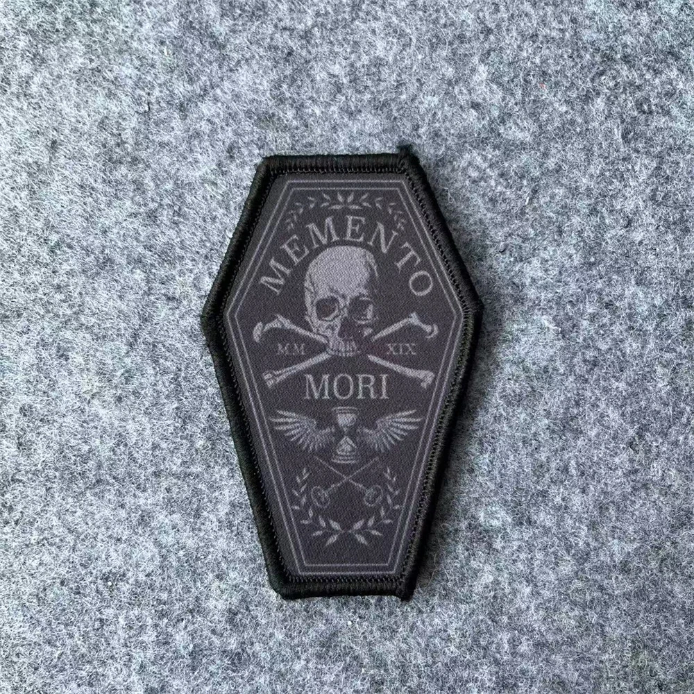 Tactical Skeleton Memorial Morale Badge Memento Mori Skull Hook and Loop Patches Military Armband Backpack Sticker for Clothing