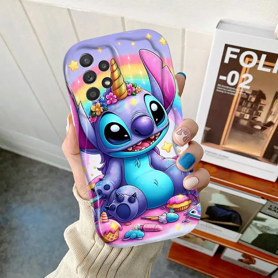 Cartoon Cute Stitch For Samsung Galaxy A55 A72 A54 A35 A15 A73 A53 A52 A33 A42 A32 A34 A24 A23 A22 A14 A13 A12 5G Phone Case