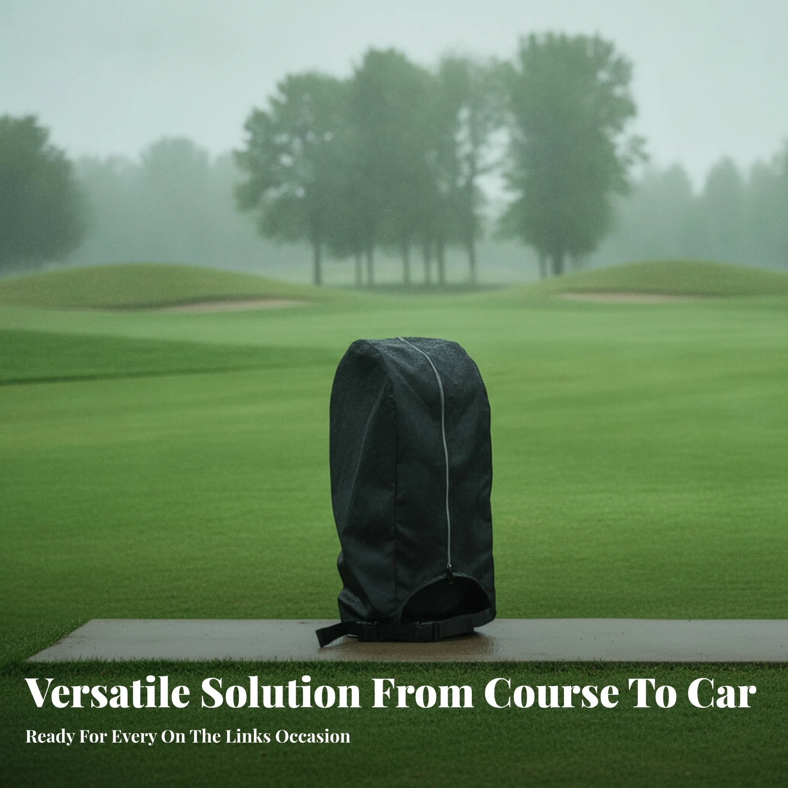 Water-Resistant Weather Protection Black Golf Bag Cover Shielded Zippered Golf Bag Cover Sports Accessory for Outdoors
