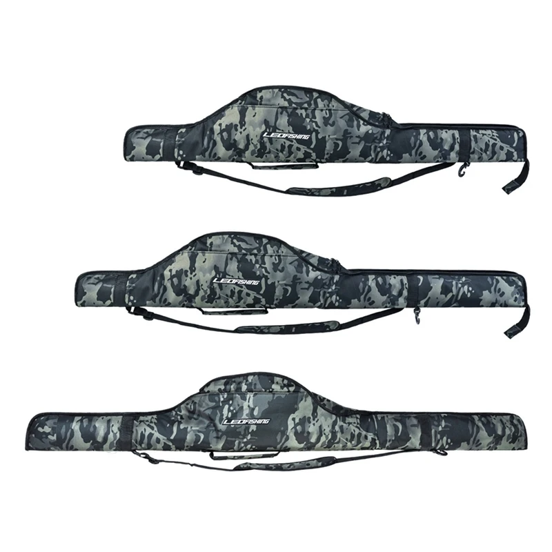 LEO Camouflage Double Layer Large Capacity Collapsible Fishing Rod Bags Sea Fishing Tackle Foldable