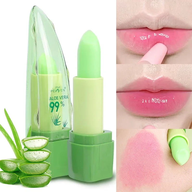 Color Changing Aloe Vera Lip Balm Long-Lasting Moisturizing Nourishing Refreshing Non-sticky Lipstick Lips Care Beauty Cosmetics